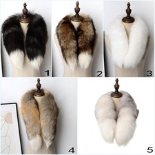 100% Real Fox Fur Genuine Scarf Collar Shawl Scarves Wrap Stole Neck Warmer Gift picture