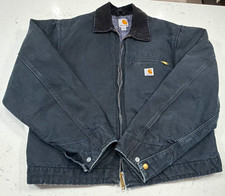 Vintage Carhartt Detroit Jacket Men’s Large Black Blanket Lined Made USA picture