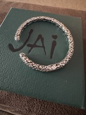JAI John Hardy Sterling Silver Flower Forget Me Not Hinged Bangle Cuff Bracelet picture