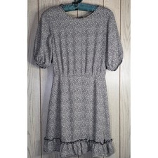 Sienna Sky Black White Animal Print Ruffle Mini Dress Back Tie Size M picture