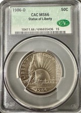 1986-D Statue of Liberty Commemorative Half Dollar Proof CAC MS66 picture