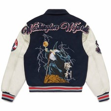 Hypland® x NBA® Washington Wizards Wool Leather Varsity Letterman Jacket | 2XL picture