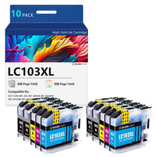 LC103XL High Yield Ink Cartridges set, 10-Pack | 4BK/2C/2M/2Y, Each 800 Pages picture