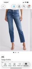 AG Contour 360 Medium Wash Blue High Rise Straight Ankle Jeans Women’s picture