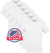 Pack 6 Camisetas Hombre Blancas Cuello Redondo Algodón Suave, Básicas Cómodas L picture