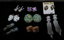 Vintage Sparkly/Fancy Clip On Earring Lot Some Signed Coro Monet Napier picture