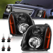 Headlights Assembly for 2007-2014 GMC Yukon Denali XL 1500 2500 Black Amber Pair picture