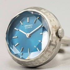 RARE Blue *MINT* Vintage SEIKO Ring Watch 1400-0620 Quartz 19mm Women From JAPAN picture