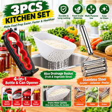 3PC Kitchen Set Bottle Can Opener Rice Drainer Basket Stainless Steel Peeler picture