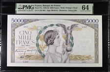 France 1938-40. 5000 Francs Pick 97a. PMG 64. Choice Uncirculated. picture