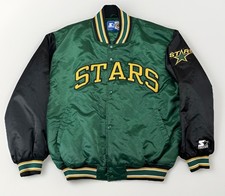VTG Dallas Stars Starter Jacket NHL Satin Varsity Green Black Snap Front Sz XL picture