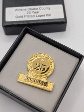 Athens Clarke County 25 Years Anniversary Gold Plated Lapel Pin 24mm picture