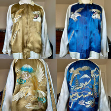 Vintage 1950s SUKAJAN's Mens L Reversible TTS Tokyo Japan Map Tiger Eagle Jacket picture