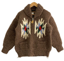 VTG Thunderbird Cowichan Wool Sweater Native Chimayo Geometric Hand Knit Canada picture