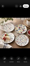 Alltrue French Toast Dessert Plates Set of 4 Floral Butterfly Ceramic 6.75” picture