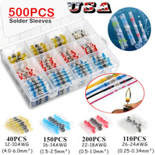 500/160Pcs Waterproof Solder Seal Sleeve Heat Shrink Wire Terminal Connector Kit picture