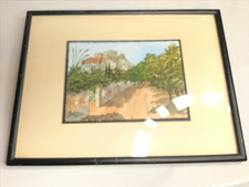 Laurent Marcel Salinas Original Watercolor Painting Signed Framed 5x7 Art picture