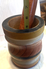 Antique Wood Hand Turned Mortar & Pestle - Good Condition picture