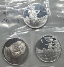 Three Assorted Sterling Silver Rounds Proof like Finished Different Weights picture