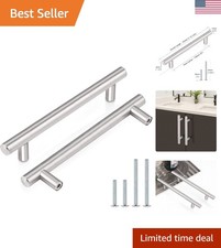 Elegant Round 5 Inch Stainless Steel Drawer Handles - Set of 5, Brushed Finish picture