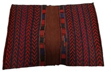 3x5 Antique Handmade Wool Tribal Saddlebag Rug Red Flatwoven 1940s Rustic picture