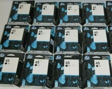 12 Genuine Factory Sealed HP 45 Inkjet Cartridges 51645A Black Boxes 2011-2020 picture