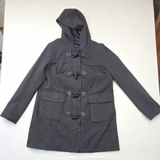 Torrid Women's Gray Hooded Toggle Duffle Coat Mid-Length L Pockets Lined picture