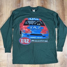 New Vintage Looney Tunes Taz Racing Made In USA Long Sleeve Shirt Size Large picture