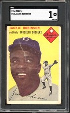 1954 Topps #10 Jackie Robinson SGC 1 Vintage HOF Baseball Card (7729) picture