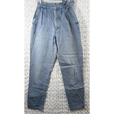 Sasson 80s Vintage High Waisted Pleated Mom Jean Light Wash Tapered Leg Size 11 picture