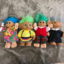 VTG Russ Ace Christmas Caroling Troll Graduation Artist lot 4 set  9” Plush picture