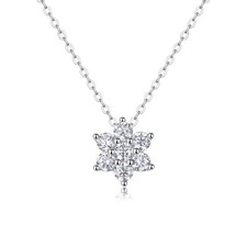 Fifty8 0.1ct DEW Moissanite Snowflake Pendant Necklace 925 Silver picture