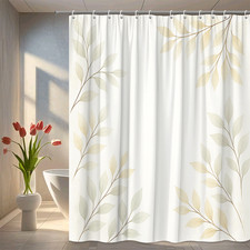 Elegant Floral Shower Curtain with Soft Green Leaves picture
