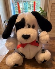 Vintage Russ Lil Dapper Dalmatian Plush Dog White Black Spots Puppy Red Bow 6” picture