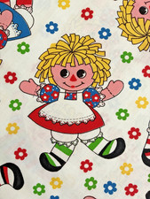 NEW Vintage Raggedy Ann & Andy Fabric Craft Quilting  Blanket Cotton 44 x 2 yd picture