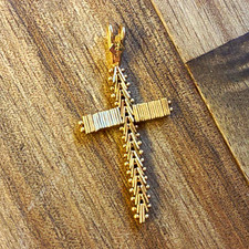 Vintage Italian 14K Gold Articulated Cross Pendant 2.70g picture