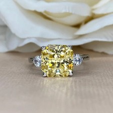 4.5 Ct Asscher Cut Natural Yellow Sapphire Diamond Wedding Ring 14K White Gold 7 picture
