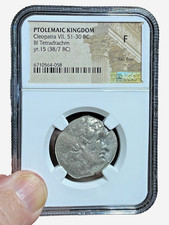 Egypt Cleopatra VII Silver AR Tetradrachm, Ptolemaic Kingdom, 37 BC, NGC-Fine picture