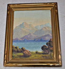 Vtg J. LORRAINE OIL PAINTING CALIFORNIA IMPRESSIONIST Mountain scape LISTED picture