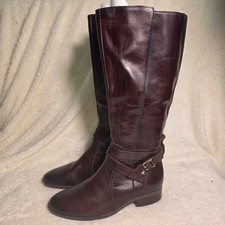 Naturalizer Rena Tall Boots Burgundy Brown Leather Wide Calf Womens 9.5W NEW picture