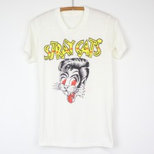 Vintage Stray Cats Gift Family Cotton White All Size Unisex Classic Shirt picture