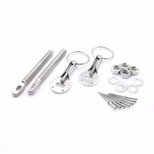 2Pcs Universal Hood Pins Lock Latch Kit Stainless Steel Bonnet Racing Silver picture