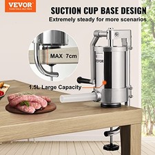 VEVOR SAUSAGE STUFFER, 2.5LBS/1.5L CAPACITY, 304 STAINLESS STEEL -  SILVER picture
