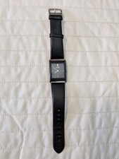Guess Watch Rectangular Face Dial Black Leather Band NEEDS Battery FAST Shipping picture