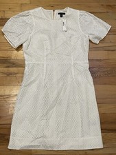 J Crew White Eyelet Flutter Sleeve Lined F1724 Dress Womens 10 NEW NWT $138 Boho picture