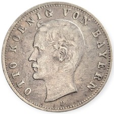 1907 Germany Silver 2 Mark Bavaria Bayern Zwei Mark German States Coin 5B picture