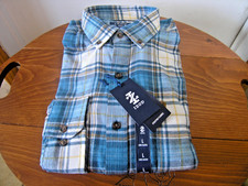 Izod Stratton Flannel Men's Shirt Blue Plaid New w Tags SZ L Button Down picture