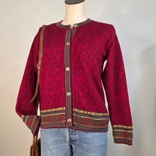 Vintage Norwegian Wool Cardigan Sweater Skjaeveland Boho Nordic Cottagecore Med picture
