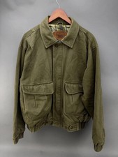 Woolrich Mens Green Canvas Flannel Lined Utility Jacket Size M 
