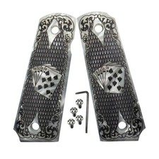 1911 Grips Custom Gun Grips 1911 Full Size Grips Engraved Dead man Cards Poker picture